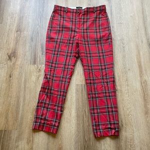 J. Crew red tartan plaid wool ankle crop Cameron pants size 10